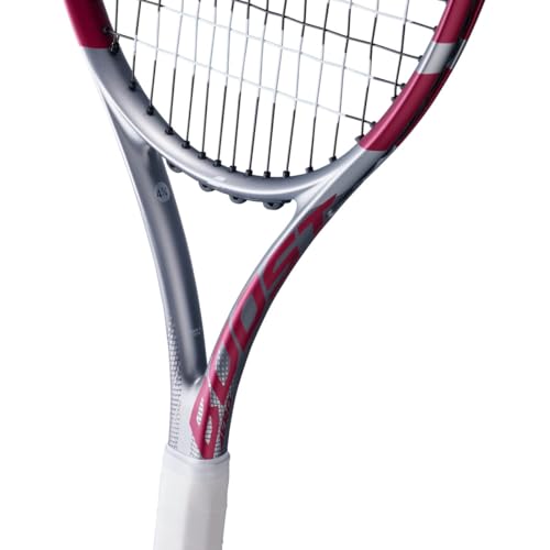 Beginner Tennis Racket - Graphite Frame, 102 Sq In, 27 Inch, Grey Pink, 4 1/4" Grip