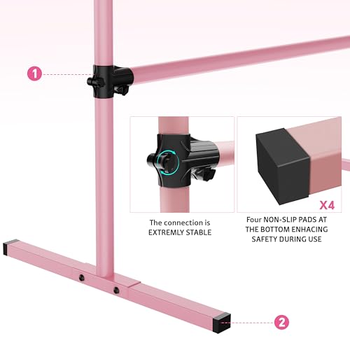 4FT Height Adjustable Freestanding Ballet Barre for Home & Studio Fitness