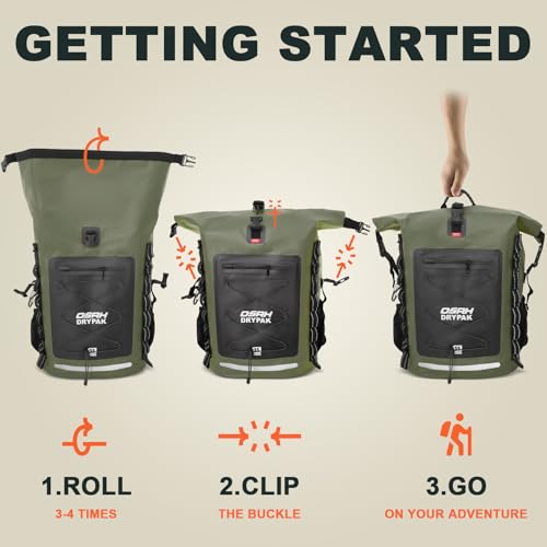 Green Waterproof Dry Bag Backpack 85L Heavy Duty Roll-Top Waterproof Sack for Kayaking Camping Travel