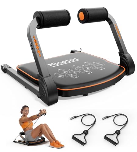 Niceday Black Ab Workout Machine for Home - Ab Trainer with Resistance Bands & 330 lbs Capacity