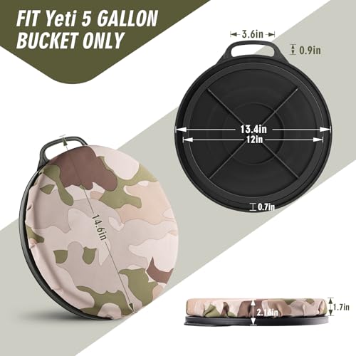 Camouflage 5 Gallon Bucket Seat with 360 Degree Swivel Foam Cushion for Hunting Fishing Camping