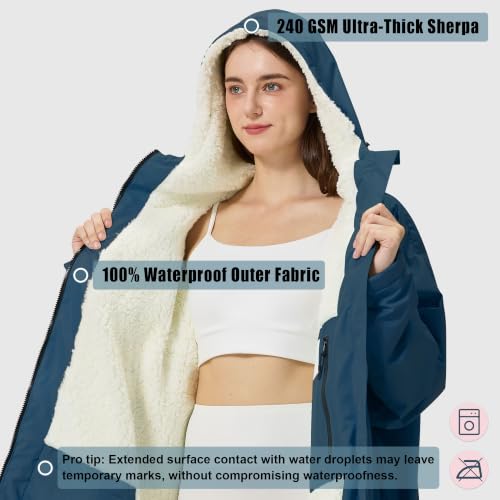 Adult Waterproof Hooded Swim Parka - Dark Navy X-Large Waterproof Swimming Jacket