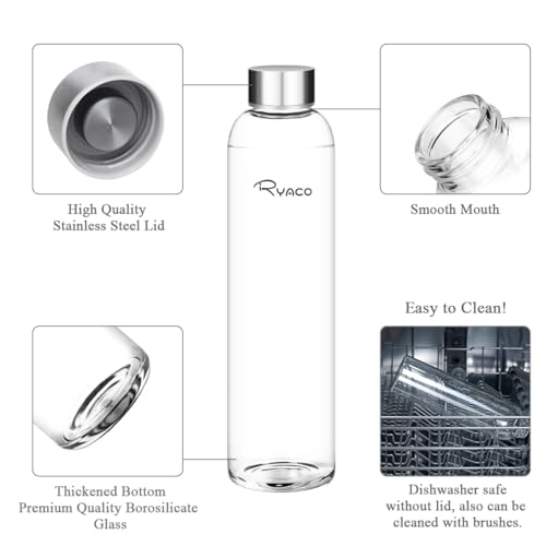 750ml Borosilicate Glass Water Bottle - Black, Leak Proof & BPA-Free