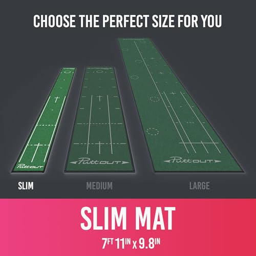 PuttOUT Slim Putting Mat - Perfect Your Golf Putting (7.9ft x 0.82ft)(Green)