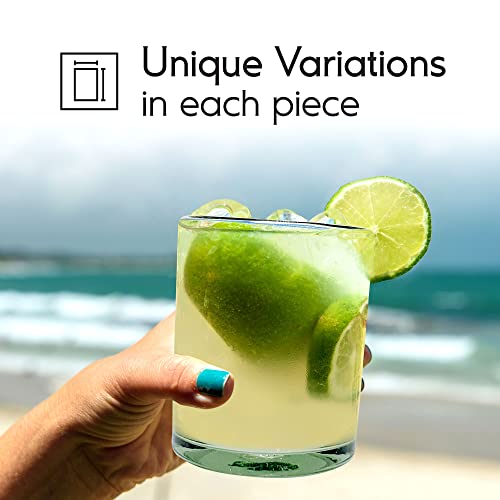 MexHandcraft 10 oz Hand Blown Mexican Recycled Glass Tumblers - Set of 6, Lead-Free Drinkware for Cocktails & Wine