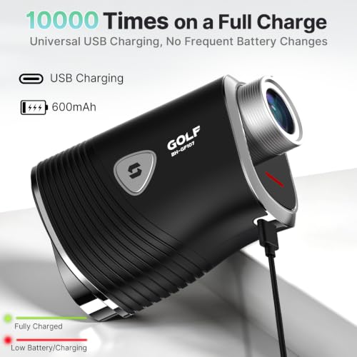 Golf Range Finder with Slope, 1200 Yards, Pin Lock Vibration, Rechargeable Battery - Black & Silver