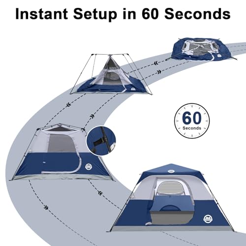 ADSMART 6-Person Waterproof Instant Tent Camping Tent Dark Blue - Easy Setup, Windproof, Lightweight