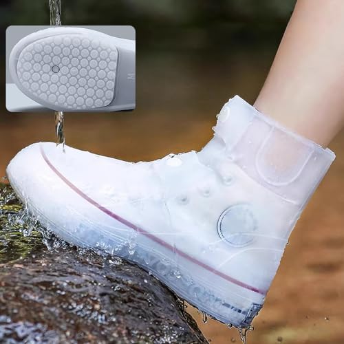 Rain Boot Covers Waterproof Silicone Overshoes for Men Women XL White