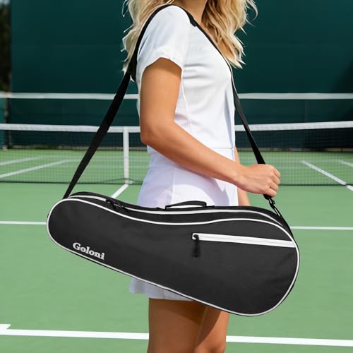 Goloni Tennis Bag for 3-4 Rackets - Water-Resistant Padded Tennis Racket Bag - Black