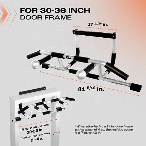 Yes4All Heavy Duty Door Pull Up Bar for Home Gym, Supports 300 lb, Multi-Grip Handles, Fits 24-36 inch Doorways