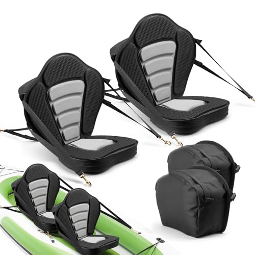 VEVOR 2 Pack Kayak Seat with Adjustable Back Support & Waterproof Storage Bag - Thickened Paddle Board & Canoe Seat
