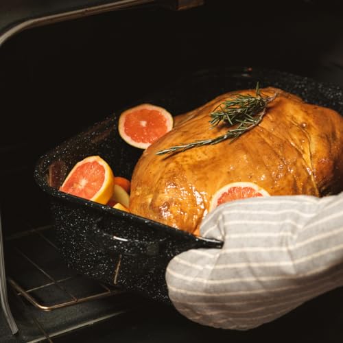 Covered Rectangle Roaster - Enamel on Steel, Black Speckled, 25 lb Capacity - Variation of THIS listing