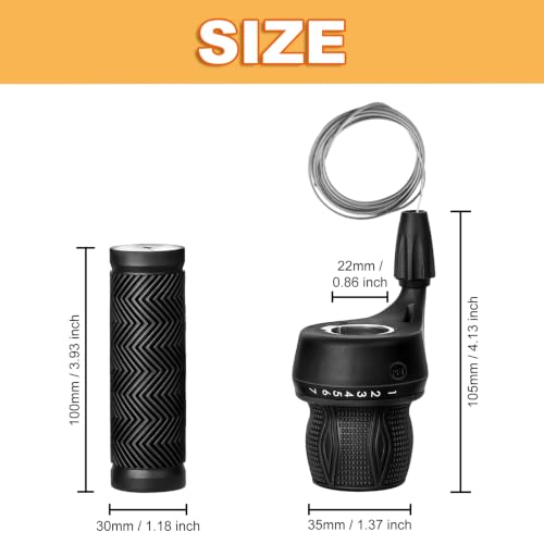 Black 3x7 Speed Bicycle Gear Shifter Set with Handlebar Grips - Revoshift