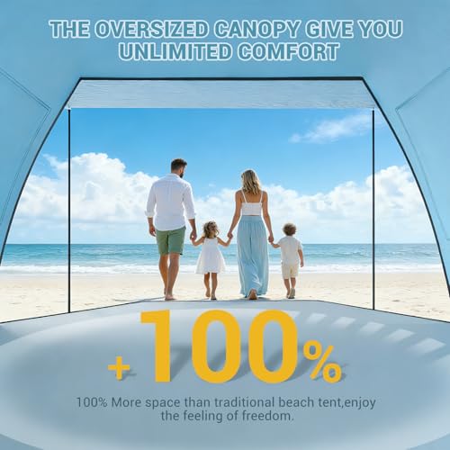 Beach Tent Sun Shelter with Canopy for 4-5 People - Sky Blue - Elegear CumbreX™