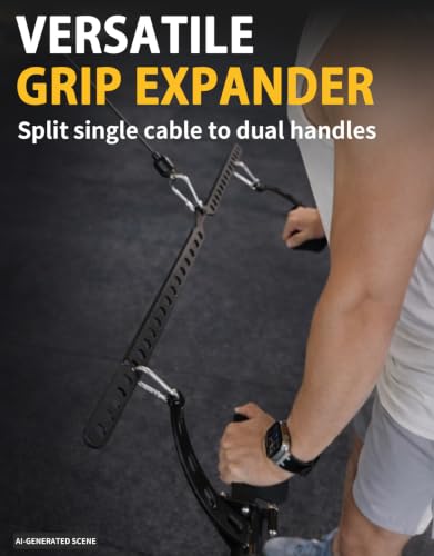 Heavy-Duty 2:1 Cable Adapter LAT Pull Down Bar 35in with Carabiner & 360° Connector