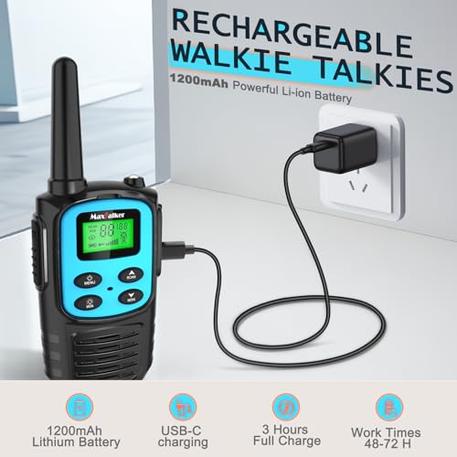 Rechargeable Long Range Walkie Talkies 22 Channels - Colorful 6 Pack