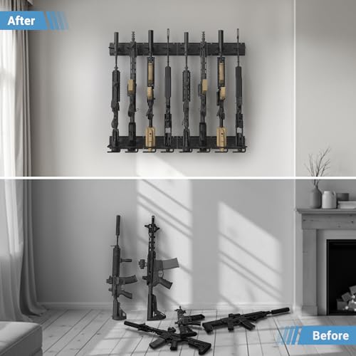 8-Slot Heavy Duty Steel Gun Rack Wall Mount for Rifles & Shotguns - Classic