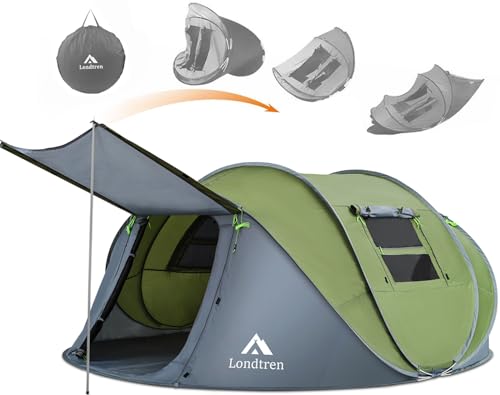 4 Person Waterproof Pop Up Tent - Green, 110x78x51 Inches | Easy Instant Setup for Camping & Hiking