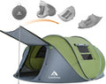 4 Person Waterproof Pop Up Tent - Green, 110x78x51 Inches | Easy Instant Setup for Camping & Hiking