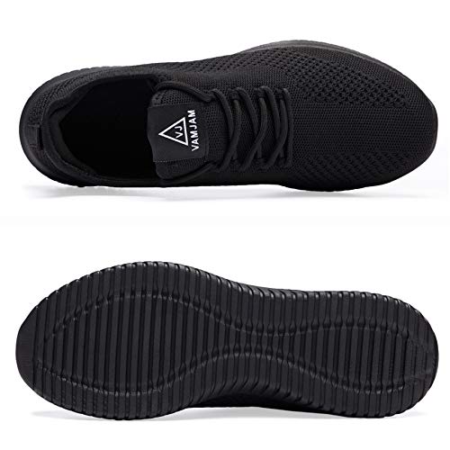 Men's Lightweight Breathable Running Shoes with Non-Slip Sole - Allblack015 10.5