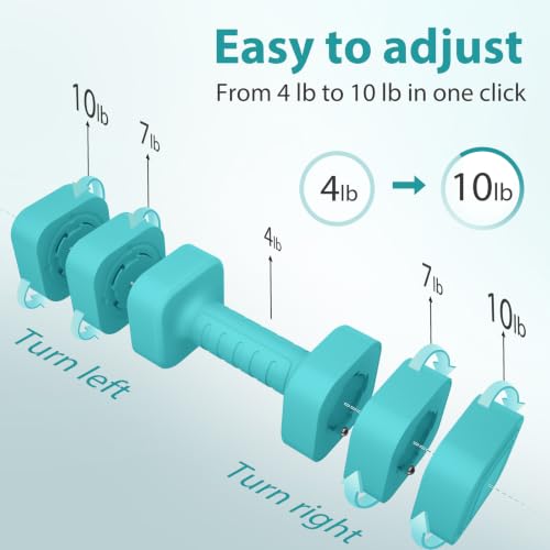 Poudee Mint Green 20LB Adjustable Dumbbell Set - 3-in-1 Home Gym Weights for Men Women
