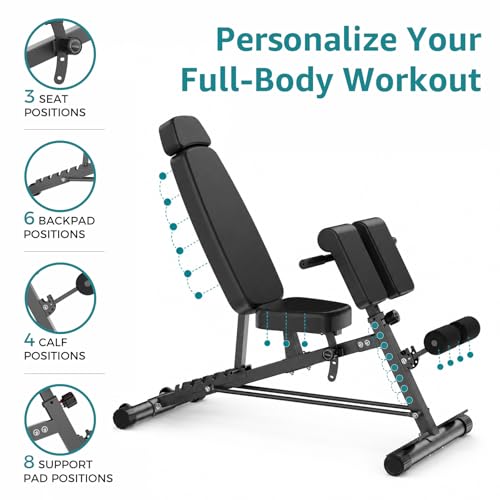 OLIXIS Classic Black Adjustable Weight Bench Foldable 660 LBS for Full-Body Workout