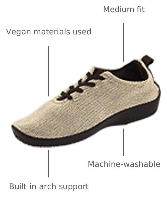 Arcopedico Women's LS 1151 Lace-Up Support Shoes - Beige, Size 6.5, Vegan, Travel-Friendly