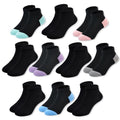 Kids Ankle Socks 8-12 Years 10 Pack Seamless Low Cut Athletic Socks - Assorted Colors
