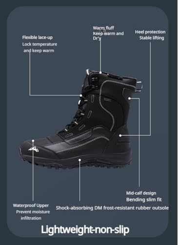 ROCKMARK Men's Waterproof Snow Boots Red 9 - Warm Mid-Calf Outdoor Winter Shoes