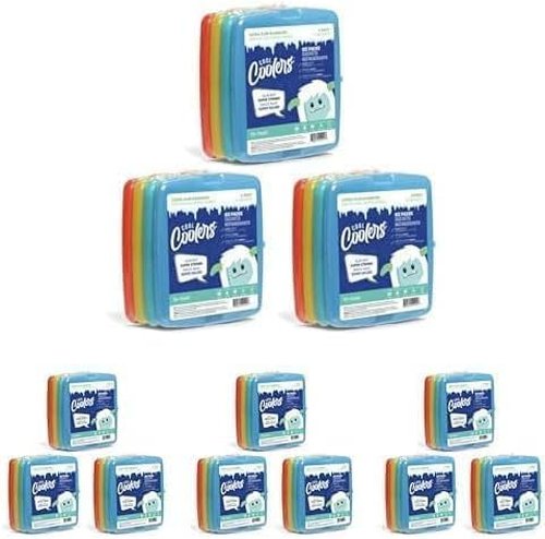 Cool Coolers by Fit & Fresh Slim Ice Packs - Quick Freeze Reusable Cooling Solution | Multi-Colored Design (Pack of 48)