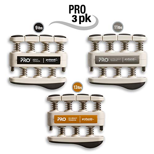 Prohands PRO Hand & Finger Exerciser Set - Heavy/Extra Heavy/XX-Heavy, Black, Gray, Orange