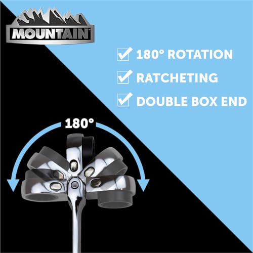 Mountain RM6 8-18mm 5-Piece Metric Double Box Universal Spline Reversible Wrench Set - Extra Long, 90 Tooth, 4° Swing Arc