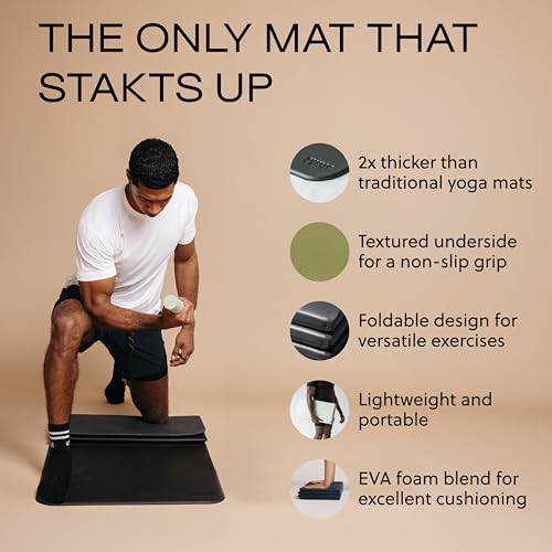 Foldable Yoga Mat with Support and Non-Slip Surface - Iron Variation