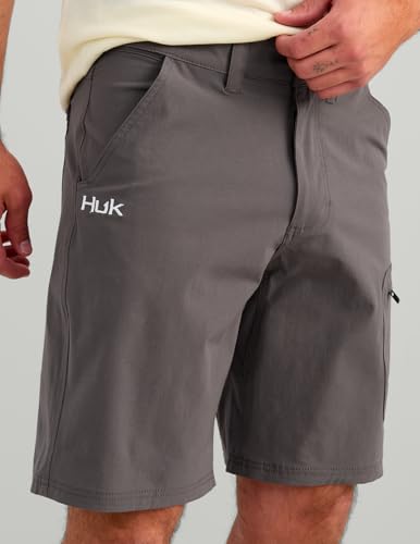 HUK Men's 10.5" Quick-Drying Fishing Shorts - Charcoal, Large