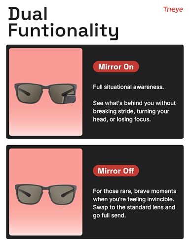 TriEye Cycling Glasses with Rear-View Mirror UV400 - High Contrast Smoke