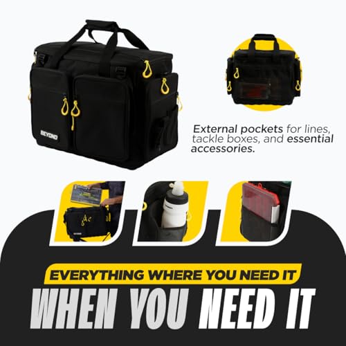Beyond Braid Large Water-Resistant Tackle Bag for Fishing Equipment – Holds 9 Tackle Boxes