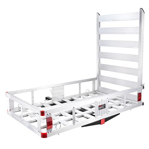 50 x 29.5 x 8.7 Inch Hitch Cargo Carrier with Folding Ramp - Aluminum 500lbs