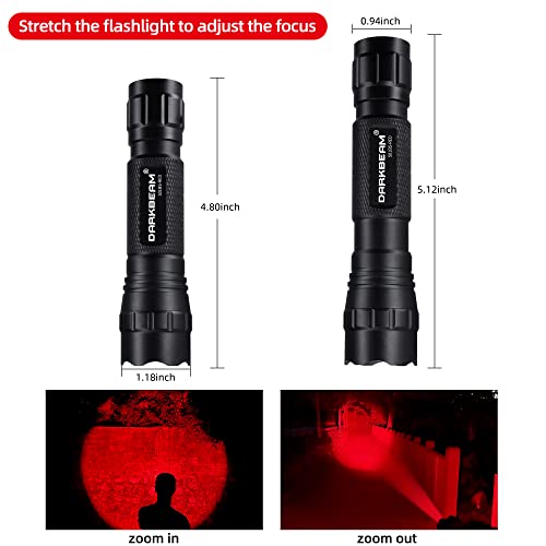Darkbeam Red Light Flashlight Kit with Zoom Focus - 150m Visibility - Variation: Red Lens Clip