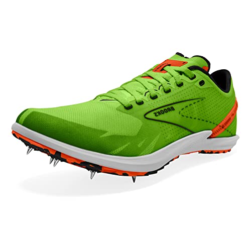 Supportive Cross-Country Running Shoe - Spikeless, Brooks, Women/Men 10.5/9, Green Gecko/Red Orange/White Variation