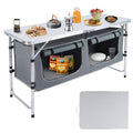 Pnbfhn Outdoor Folding Camping Table with Storage Organizer - Grey