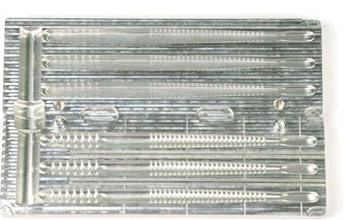 Aluminum Soft Plastic Lure Mold for Fishing Baits - 3 Cavity, 6" Roboworm Fat Tail