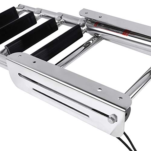Stainless Steel Pontoon Boat Ladder - Telescopic Marine Deck Ladder with 600 lb Capacity