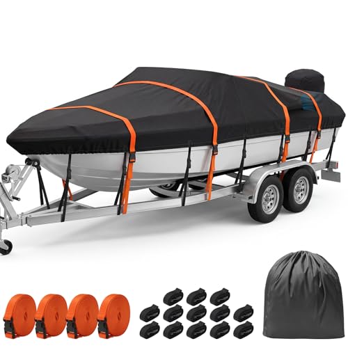 Kohree 1200D Waterproof Boat Cover 20-22ft, Up to 100-Inch Wide - Variation of 20'-22'*100"