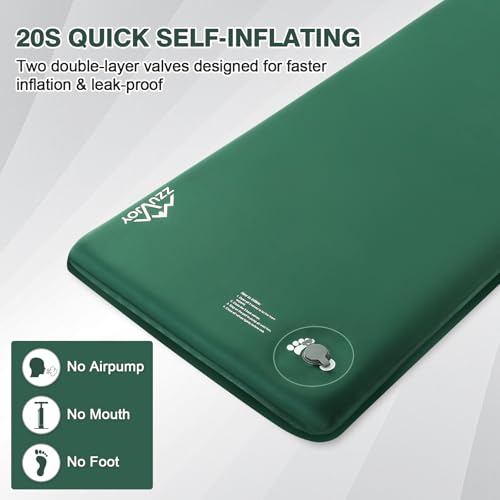 Ultra-Thick Memory Foam Camping Sleeping Pad with Self-Inflating Technology and Pillow