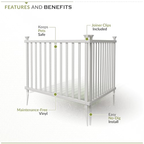 Zippity Baskenridge White Vinyl Picket Fence Panels 36in H x 42in W - No Dig DIY Kit (2 Pack)