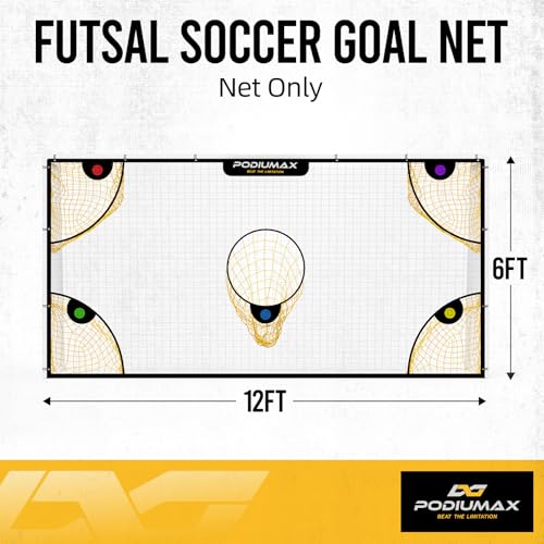 PodiuMax 5-a-side Soccer Goal Target Net with Highlighted Scoring Zones, Weatherproof 12x6ft