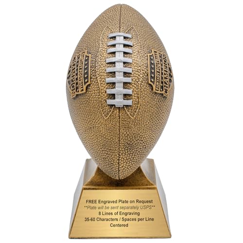 Large 12 Inch Gold Fantasy Football Champion Trophy with Custom Engraved Plate