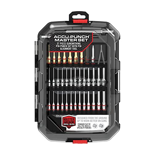 Gunsmith Punch Set with Roll Pin, Flat Tip, Brass & Auxiliary Tools - 37 Pieces