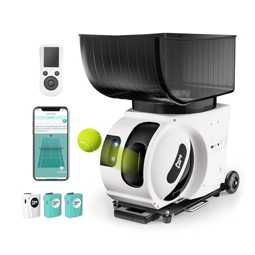 PONGBOT Tennis Ball Machine with App & Remote Control, 150 Balls, Max 80mph, Custom Drills & Dual Motor