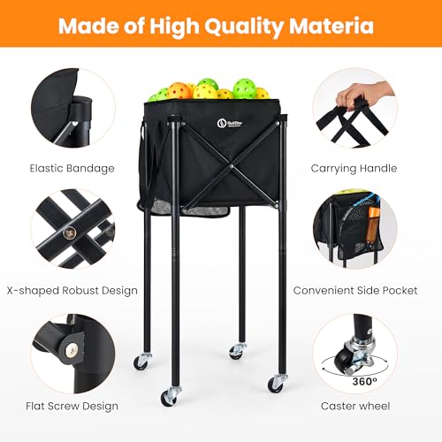 ShelfElites Plus Portable Tennis Ball Hopper with Handle - Ball Collector & Storage for Court & Practice